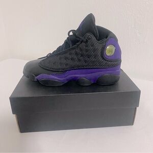 Jordan Air 13 Retro GS Black Court Purple Size 4.5Y/Womens 6 884129-015 NWB